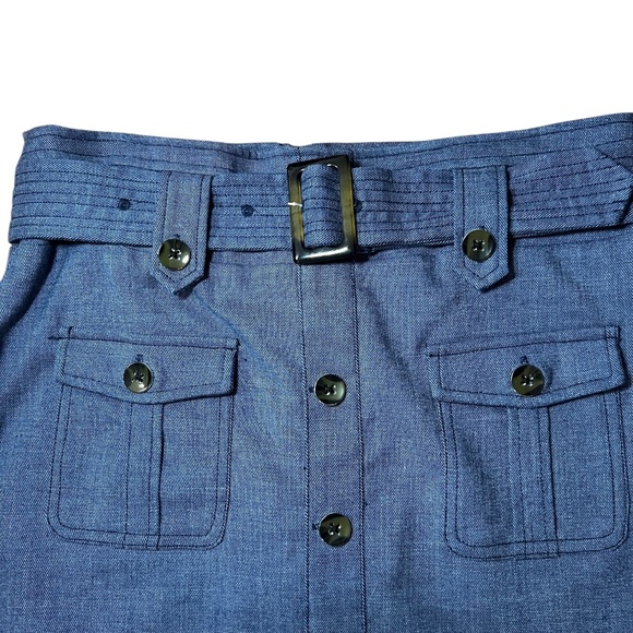 NY&Co 7th Avenue Blue Cargo Pocket Pencil Skirt Belted Size 4 - Picture 4 of 9